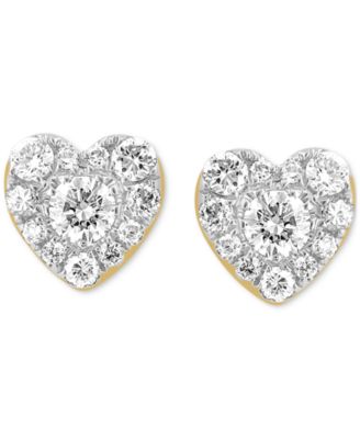 EFFY&reg; Certified Diamond Heart Cluster Stud Earrings (3/8 ct. t.w.) in 14K Gold