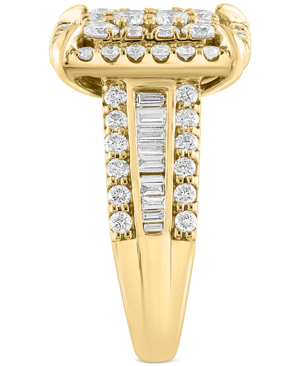 Effy Collection Effy Certified Diamond Emerald Shaped Halo Cluster Ring (1-5/8 Ct. T.w.) In 14k Gold In Yellow Gold