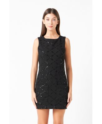 Women's Tweed Sleeveless Mini Dress