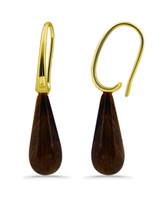 14K Gold Plated Multi Genuine Stone Teardrop Earrings