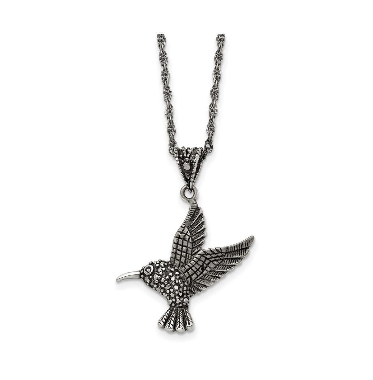 Marcasite Hummingbird Pendant Singapore Chain Necklace - Silver