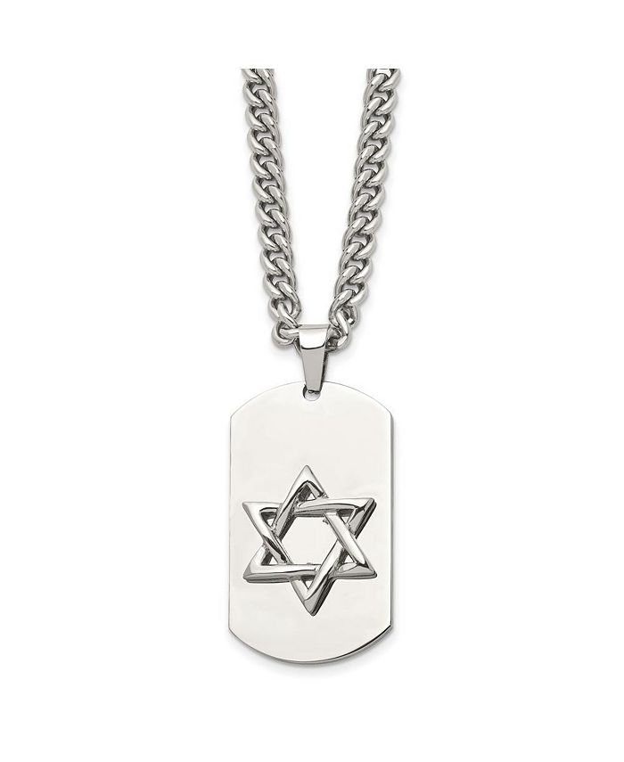 Chisel Polished Star of David Dog Tag on a Curb