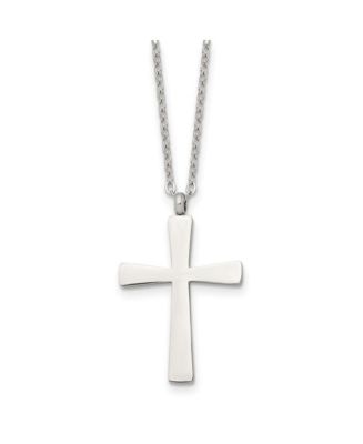Chisel Polished Large Cross Pendant on a 18 inch Cable Chain Necklace ...
