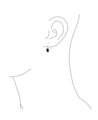 Western Style Black Natural Onyx Milgrain Cable Edge Oval Drop Earrings Sterling Silver Wire Fish Hook