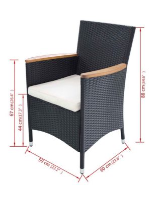 Patio Chairs 2 pcs with Cushions Poly Rattan Black