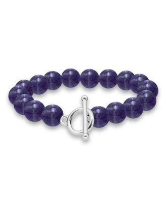 Silver Plated Multi Genuine Stone Stretch Bracelet