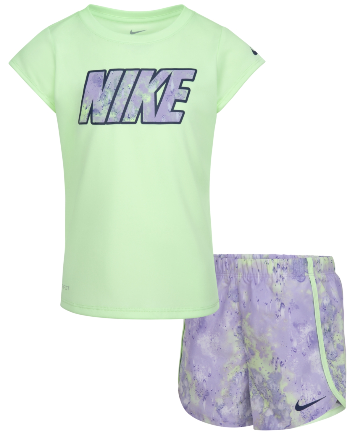 Shop Nike Little Girls Dri-fit Short Sleeve T-shirt And Shorts Set In  Barely Grape
