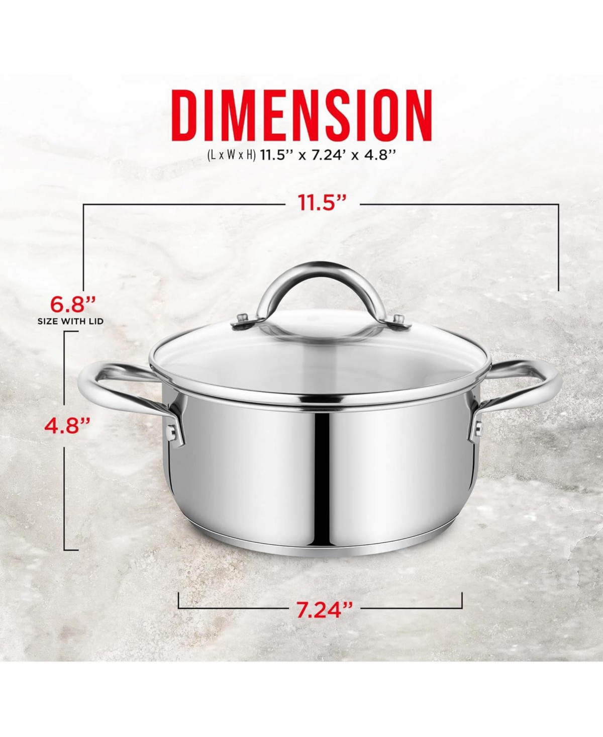 Bakken-Swiss Deluxe Stainless Steel Stockpot w/ Tempered Glass See-Through Lid - Simmering Delicious Soups Stews & Induction Cooking - Exceptional Hea