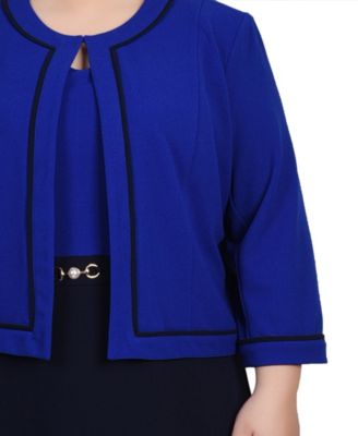 Plus Size 3/4 Sleeve Dress, 2 Piece Set