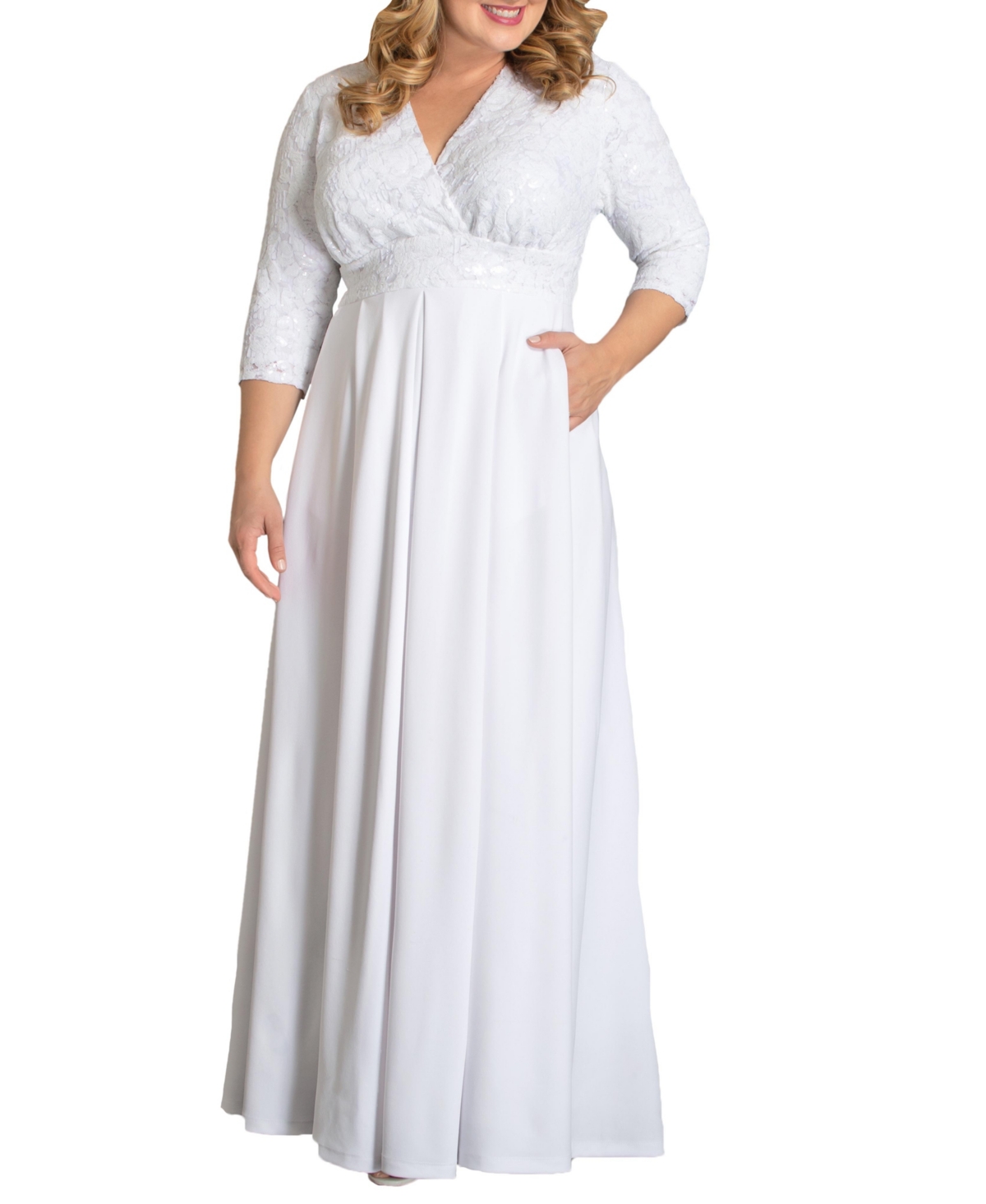 Women's Plus Size Starlight Sequined Wedding Gown - White