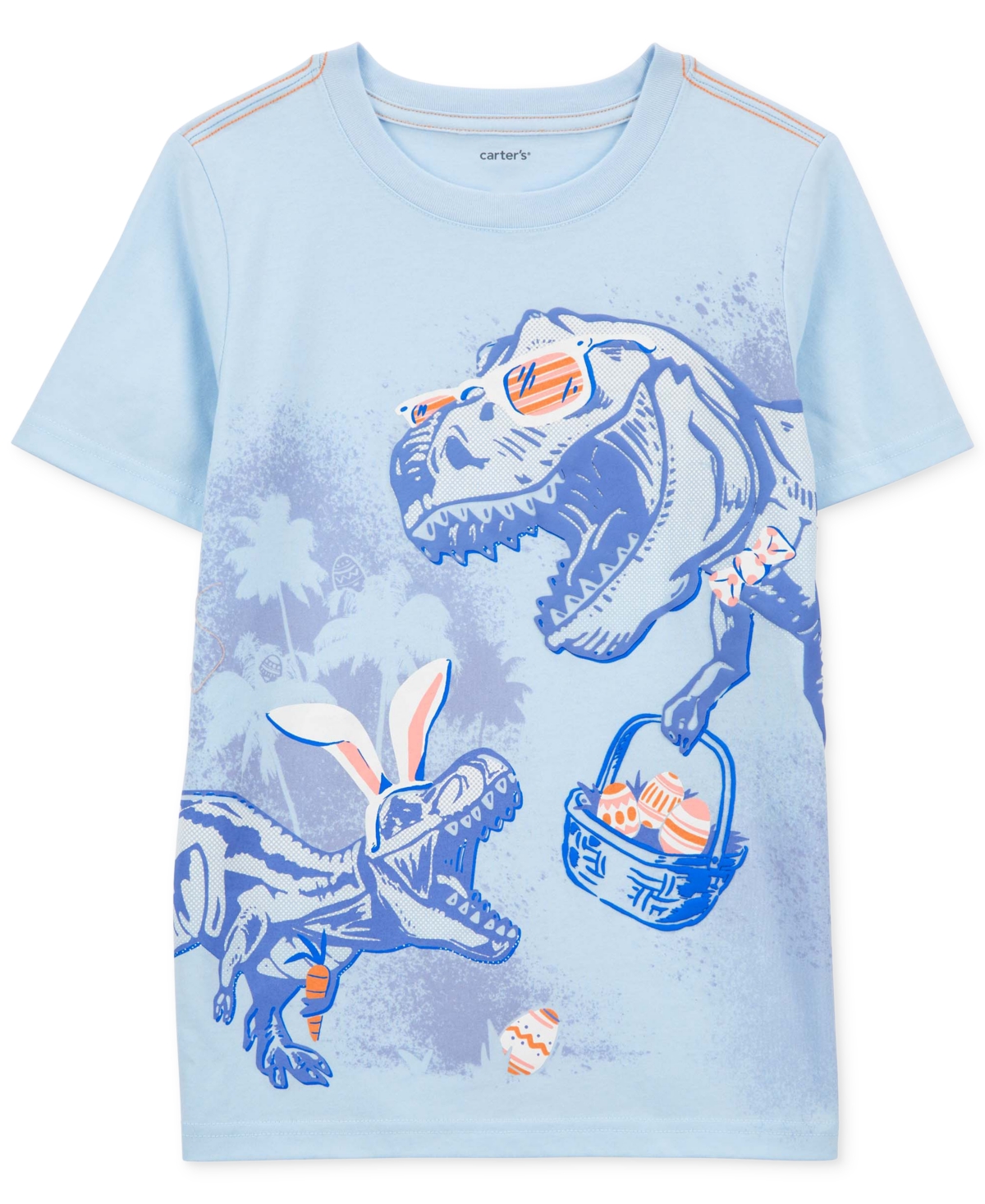 Carter's Kids' Big Boys Easter Bunny Dinosaur Jersey T-shirt In Blue