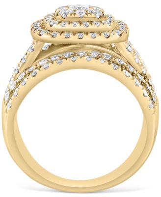 EFFY&reg; Diamond Princess Shaped Halo Cluster Ring (2-1/2 ct. t.w.) in 14k Gold