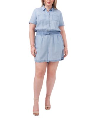 Vince Camuto - Plus Size Chambray Button-Up Romper