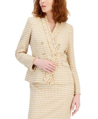 Tahari ASL - Women's Frayed-Edge Double-Breasted Jacket