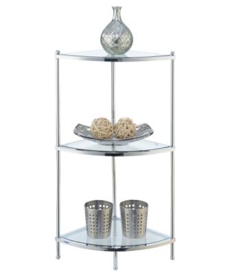 13.75" Chrome Royal Crest 3 Tier Glass Corner Shelf