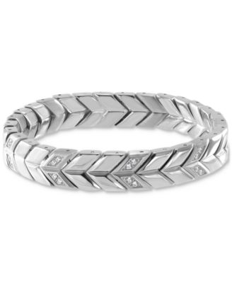 Men's Cubic Zirconia Chevron Link Bracelet in Stainless Steel