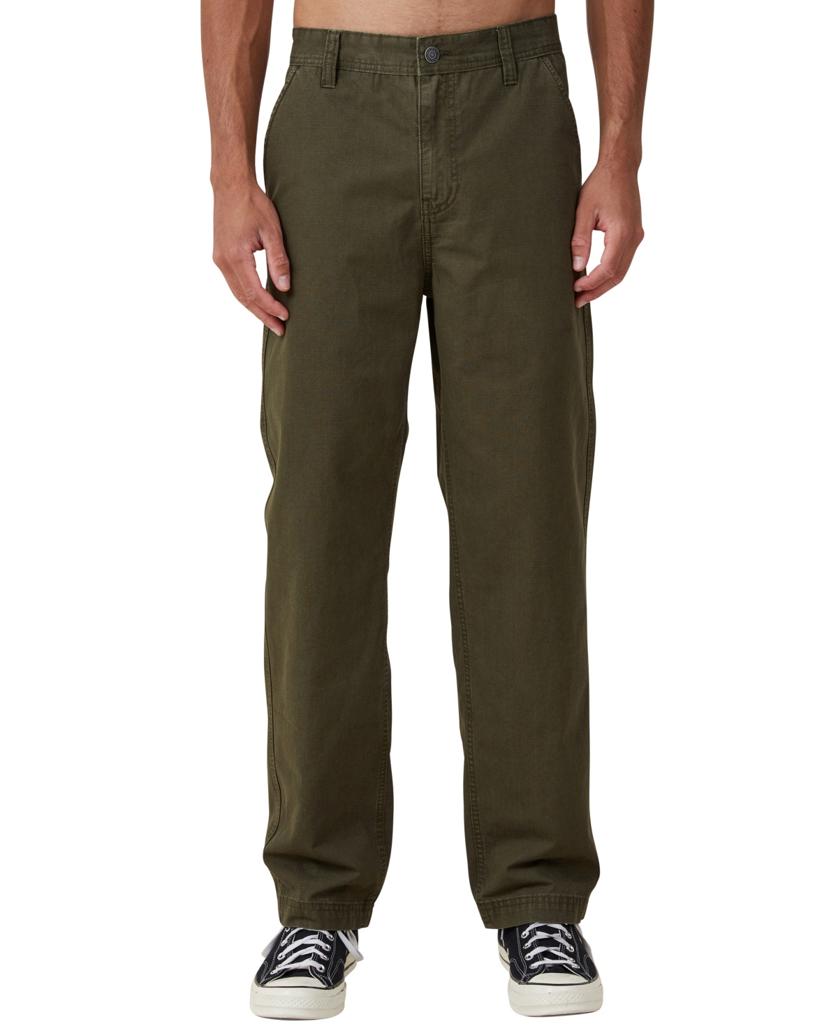 Shop Cotton On Men's Loose Fit Pants In Washed Jungle Ripstop
