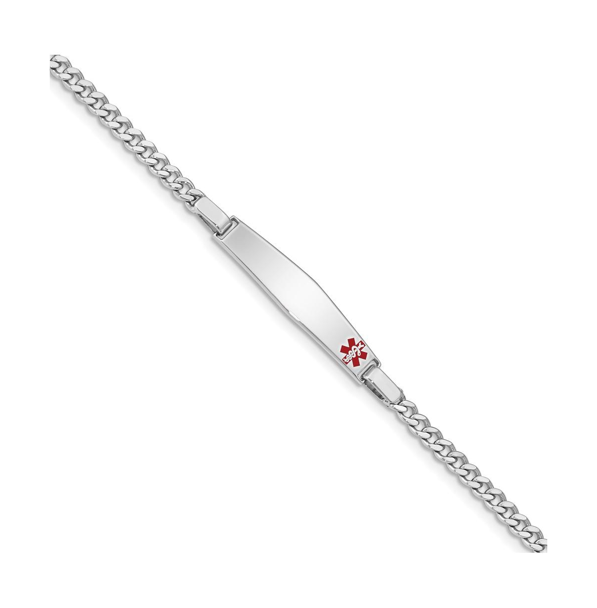 Sterling Silver Rhodium-plated Medical Id Bracelet w/Curb Link - Silver