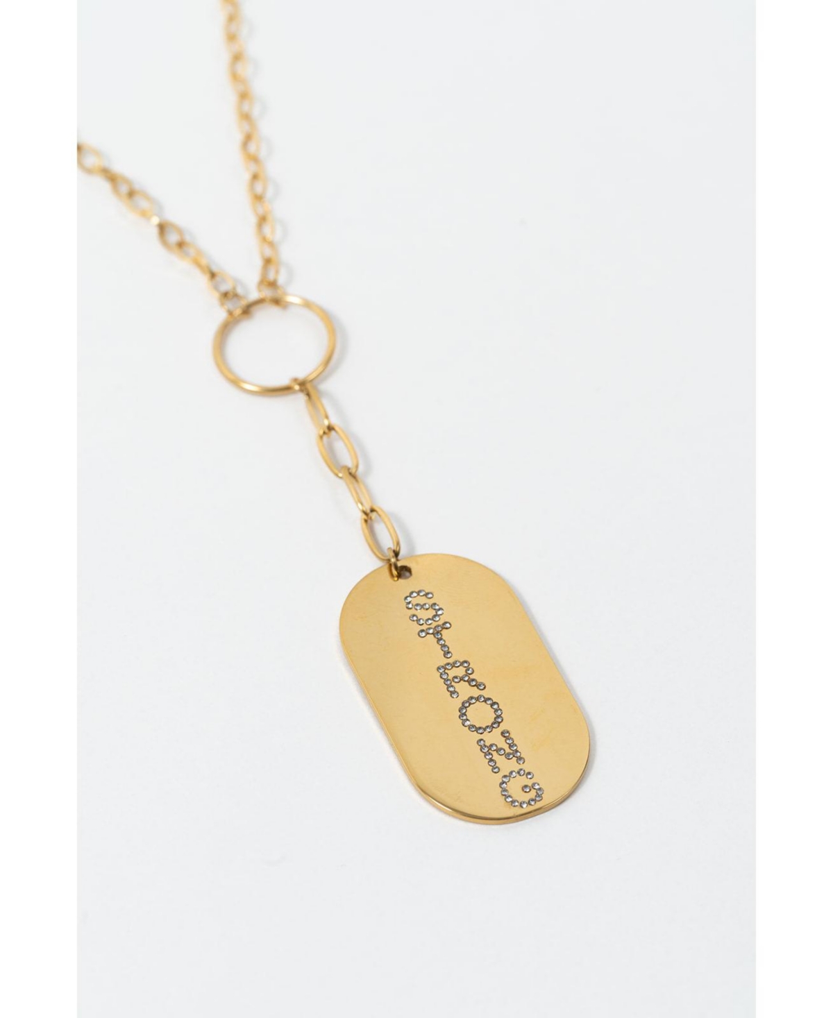 316L It Girl Gold-Tone Dog Tag Necklace - Strong - gold