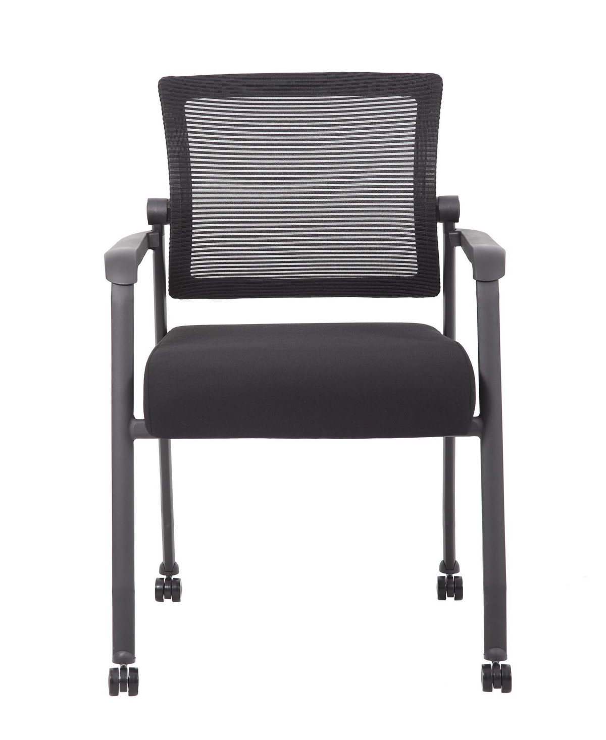 Boss Office Products 35.5" Polyester Mesh 4-legged Guest Chair In Black