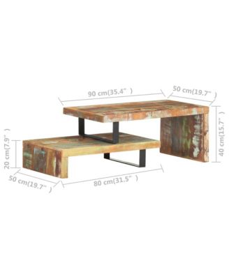 2 Piece Coffee Table Set Solid Reclaimed Wood