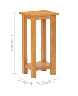 Side Table 10.6"x9.4"x21.7" Solid Oak Wood