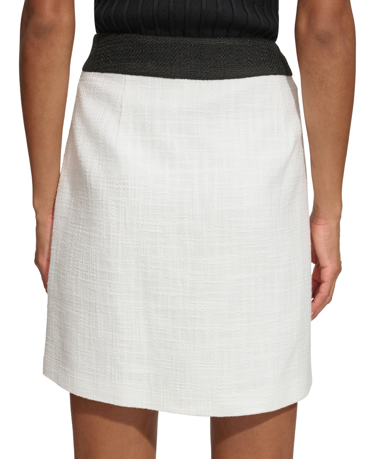 Shop Karl Lagerfeld Women's Colorblock Tweed Mini Skirt In Soft White,black
