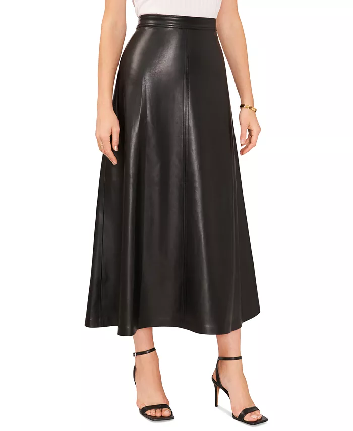 Women's Faux-Leather Seamed Maxi Skirt