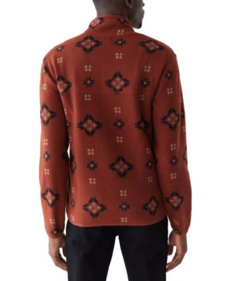 Frank And Oak Men's Relaxed Fit Half-Zip Long Sleeve Geo Pattern Sweatshirt