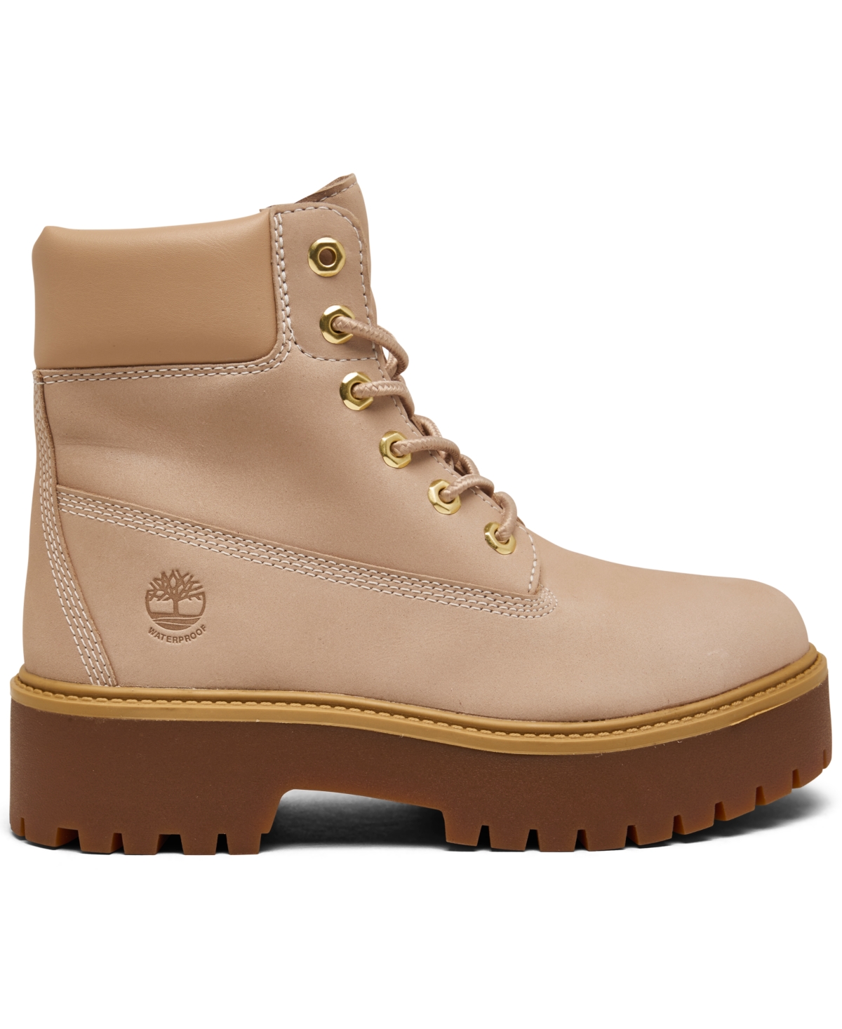 Shop Timberland Women's Stone Street 6" Water Resistant Platform Boots From Finish Line In Rugby Tan