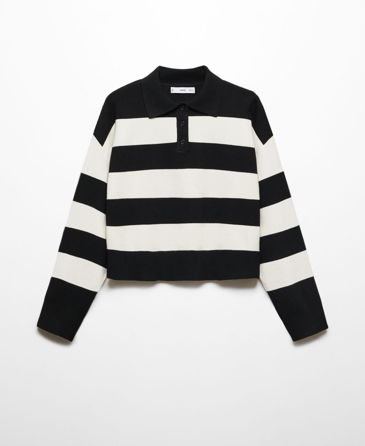 Shop Mango Women's Striped Polo-neck Sweater In Black