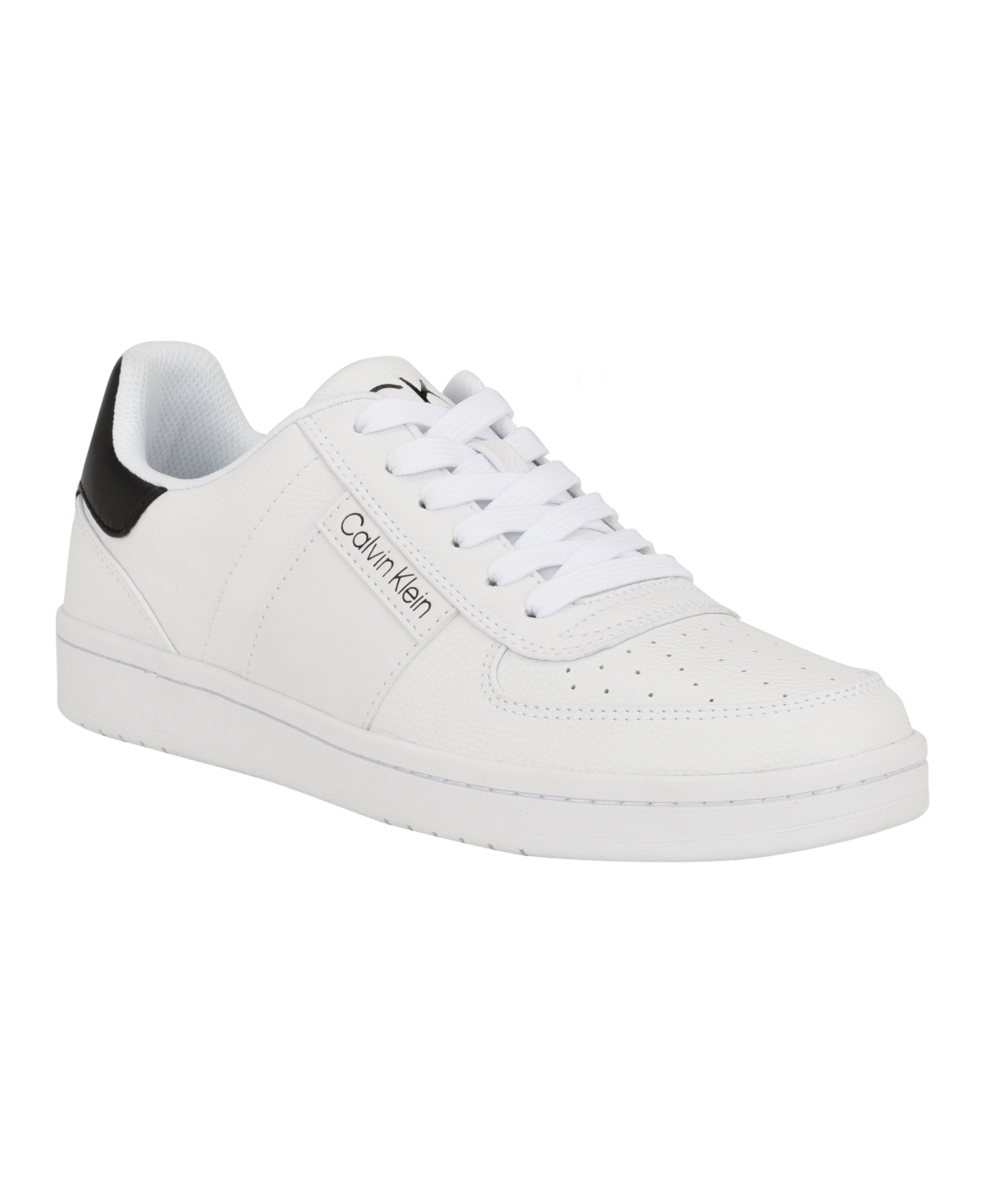 Shop Calvin Klein Men's Lento Round Toe Lace-up Sneakers In White,black