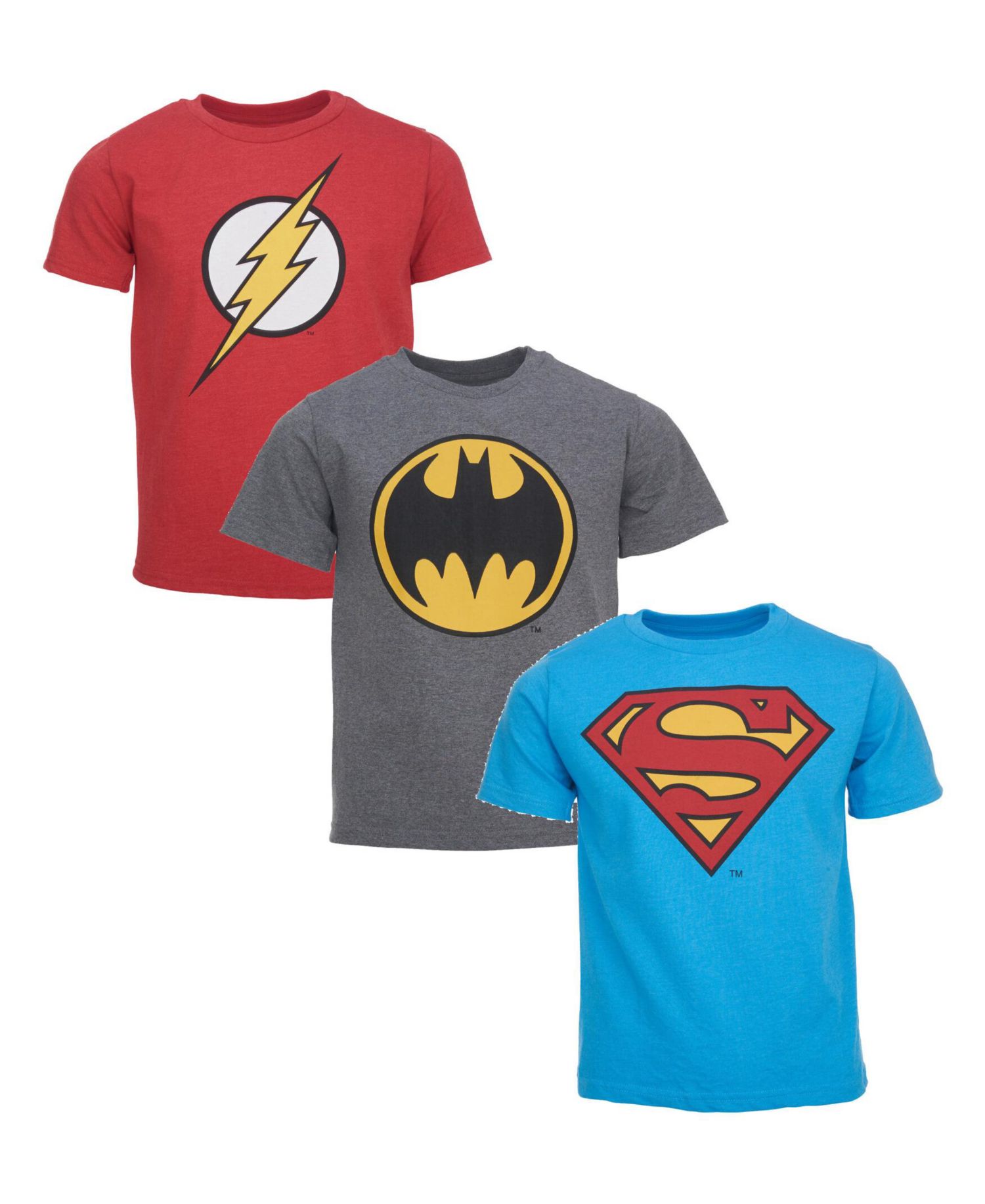 Toddler Boys DC Comics Batman Superman The Flash 3 Pack T-Shirts
