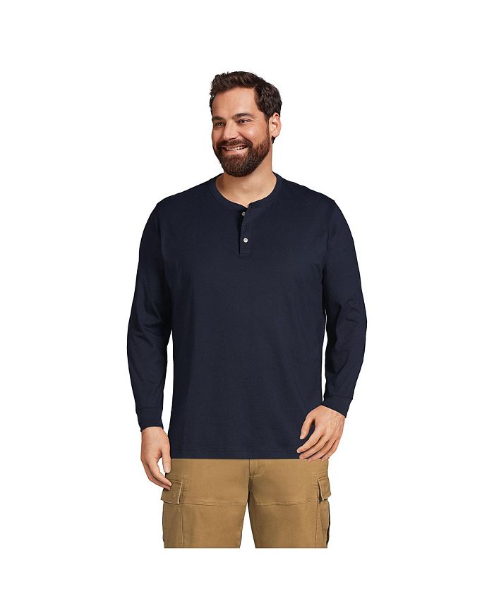 Lands' End Men's Big & Tall Supima Jersey Long Sleeve Henley TShirt