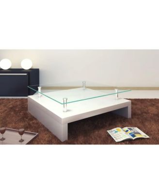 Coffee Table with Glass Top White