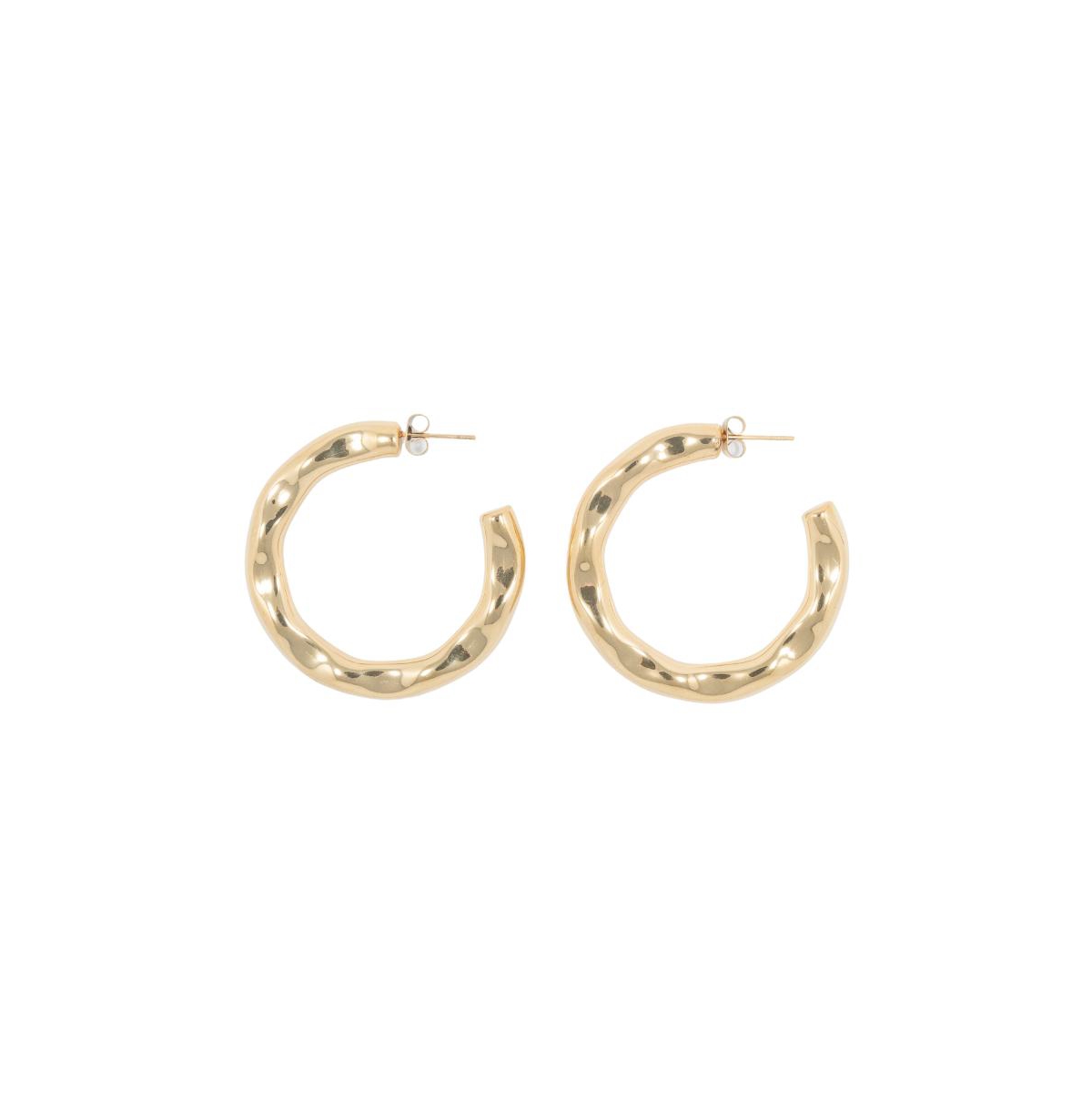 316L Belize Hammered Hoop Earrings - Gold