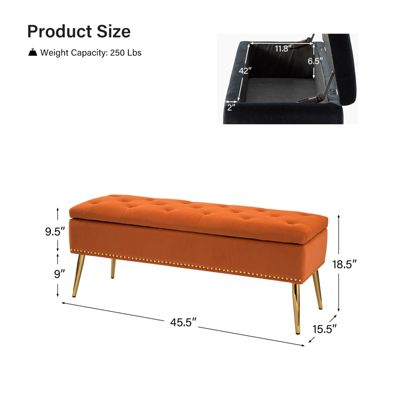 Kajana Transitional Velvet Upholstered Flip Top Storage Bench