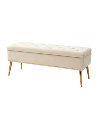 Kajana Transitional Velvet Upholstered Flip Top Storage Bench