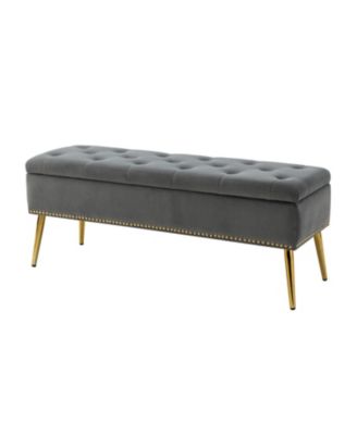 Kajana Transitional Velvet Upholstered Flip Top Storage Bench