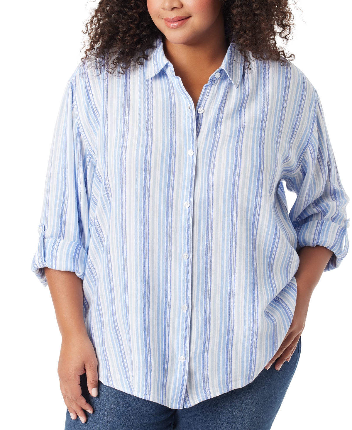 Shop Gloria Vanderbilt Plus Size Amanda Shirt In Hydra Blue