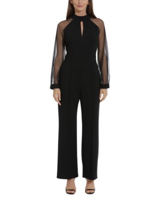 Maggy London Women's Mock Neck Chiffon-Sleeve Jumpsuit - Macy's