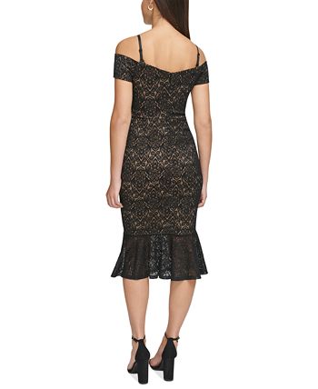 GUESS Women s Lace Off The Shoulder Midi Dress Macy s
