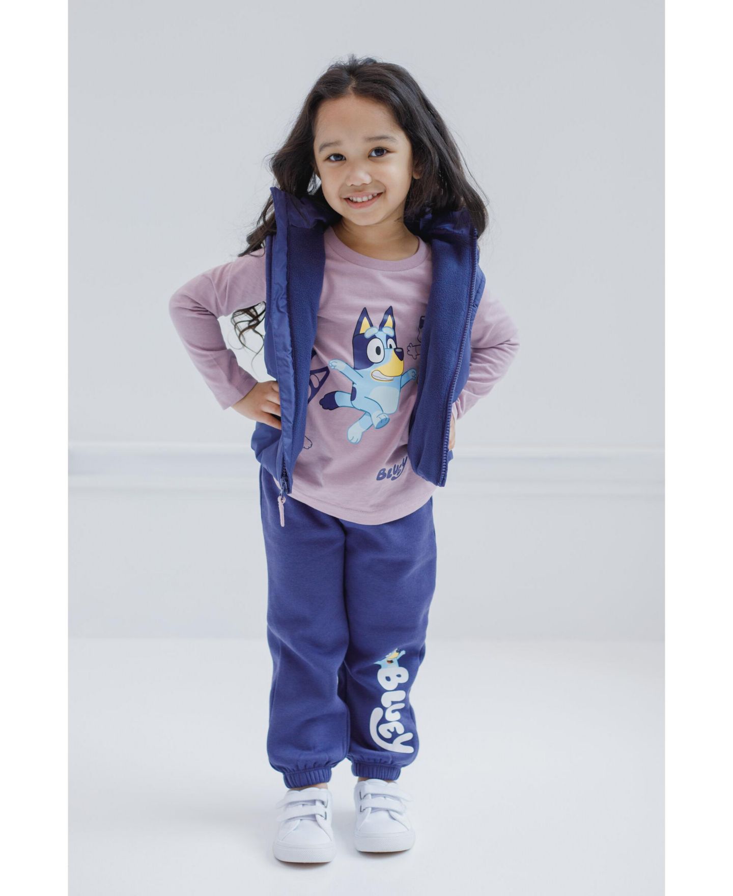 Комплект Bluey Zip Up T-Shirt and Jogger Fleece Pants 3 Piece Toddler Child для девочек — фото 3
