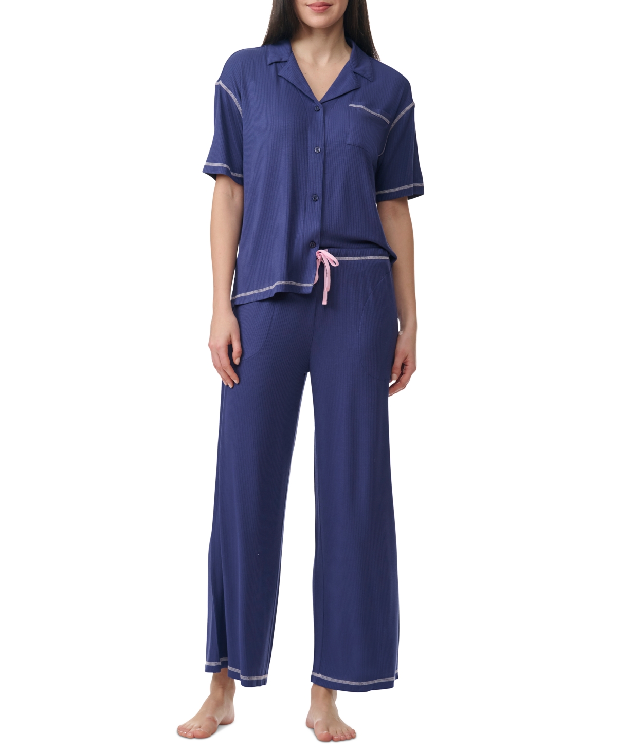 Shop Splendid Women's 2-pc. Notched-collar Pajamas Set In Blue