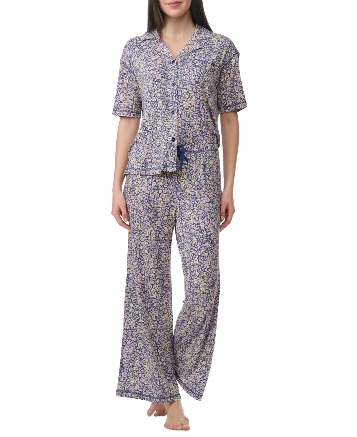 Shop Splendid Women's 2-pc. Notched-collar Pajamas Set In Darkyellow