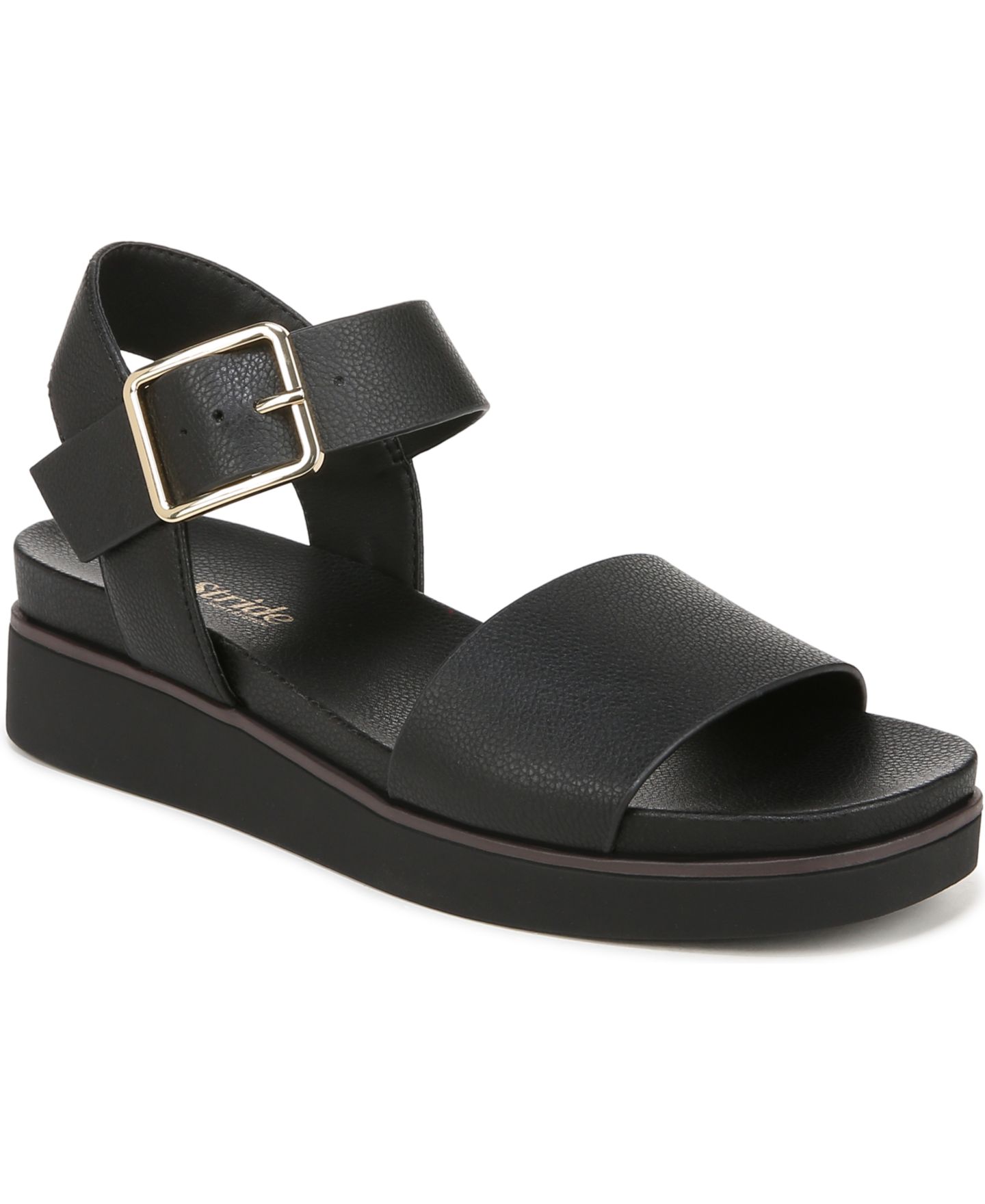 Женские сандалии LifeStride Gillian Platform Flat, цвет: Чёрная искусственная кожа — фото 1