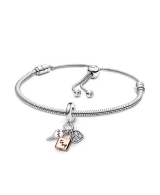 Pandora Sterling Silver Padlock Heart Bracelet and Dangle Charm Gift ...