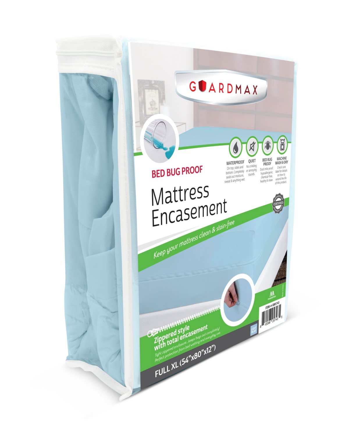 Guardmax Waterproof Zippered Mattress Encasement - Xl Size (9-11 Deep) - Grey