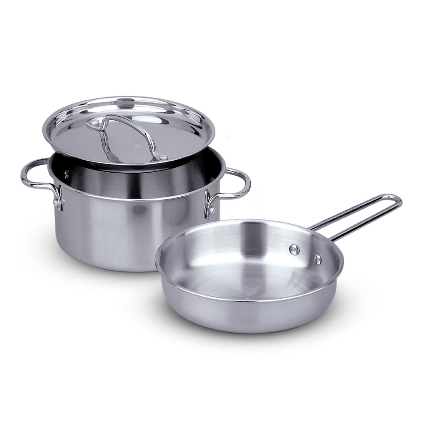 Детские игрушки Melissa and Doug Let's Play House Stainless Steel 8-Piece Pots & Pans Play Set, Ages 3+ — фото 6
