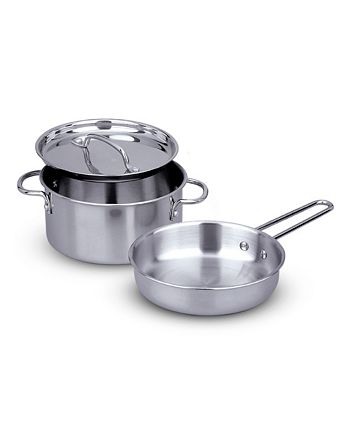 Melissa & Doug 8-Piece Stainless Steel Whats Cooking Pots and Pans Restaurant and Kitchen Play Set